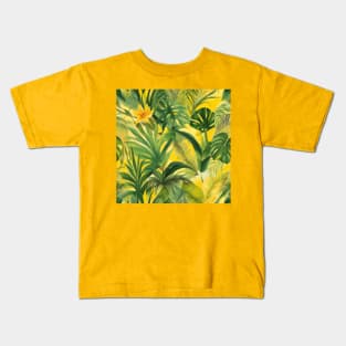 Vintage Vibe Beautiful Tropical Big Leaf Pattern Kids T-Shirt